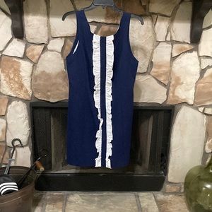 Like new sleeveless navy and white dress.